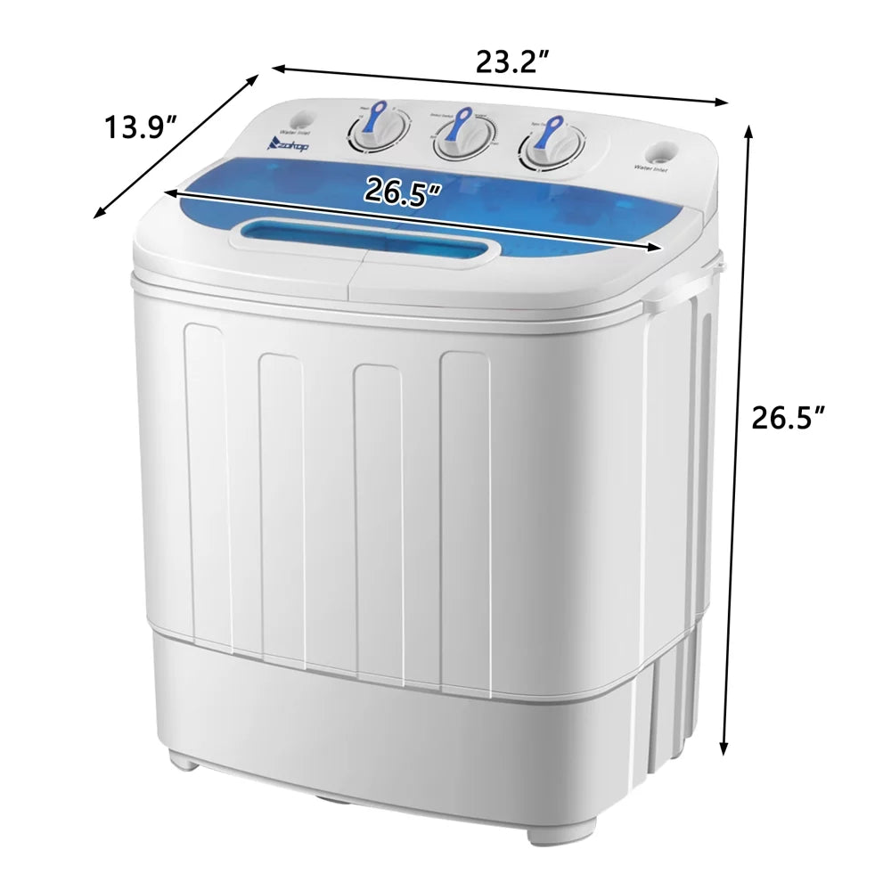 Portable 15lbs Mini Twin Tub Compact Laundry Washer, Blue J6836