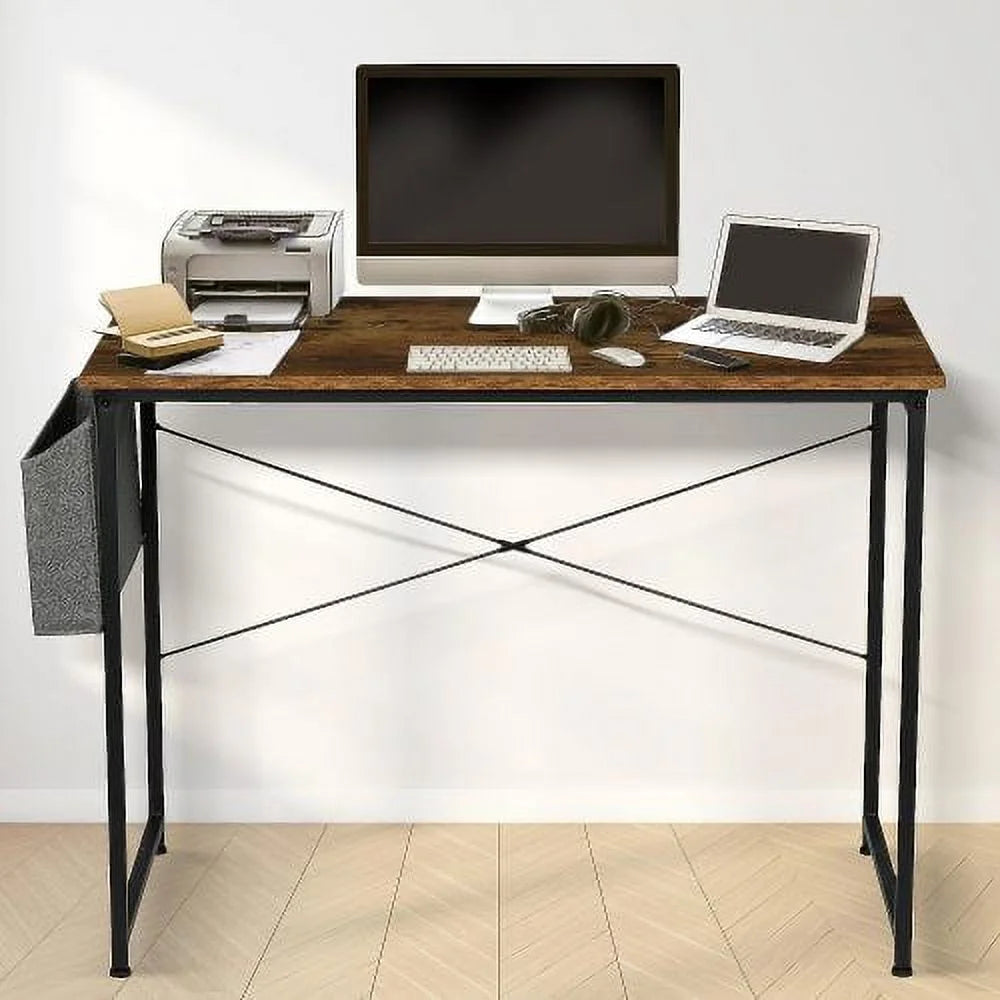 47 Inch Brown Wooden Desk with Storage Bag D829