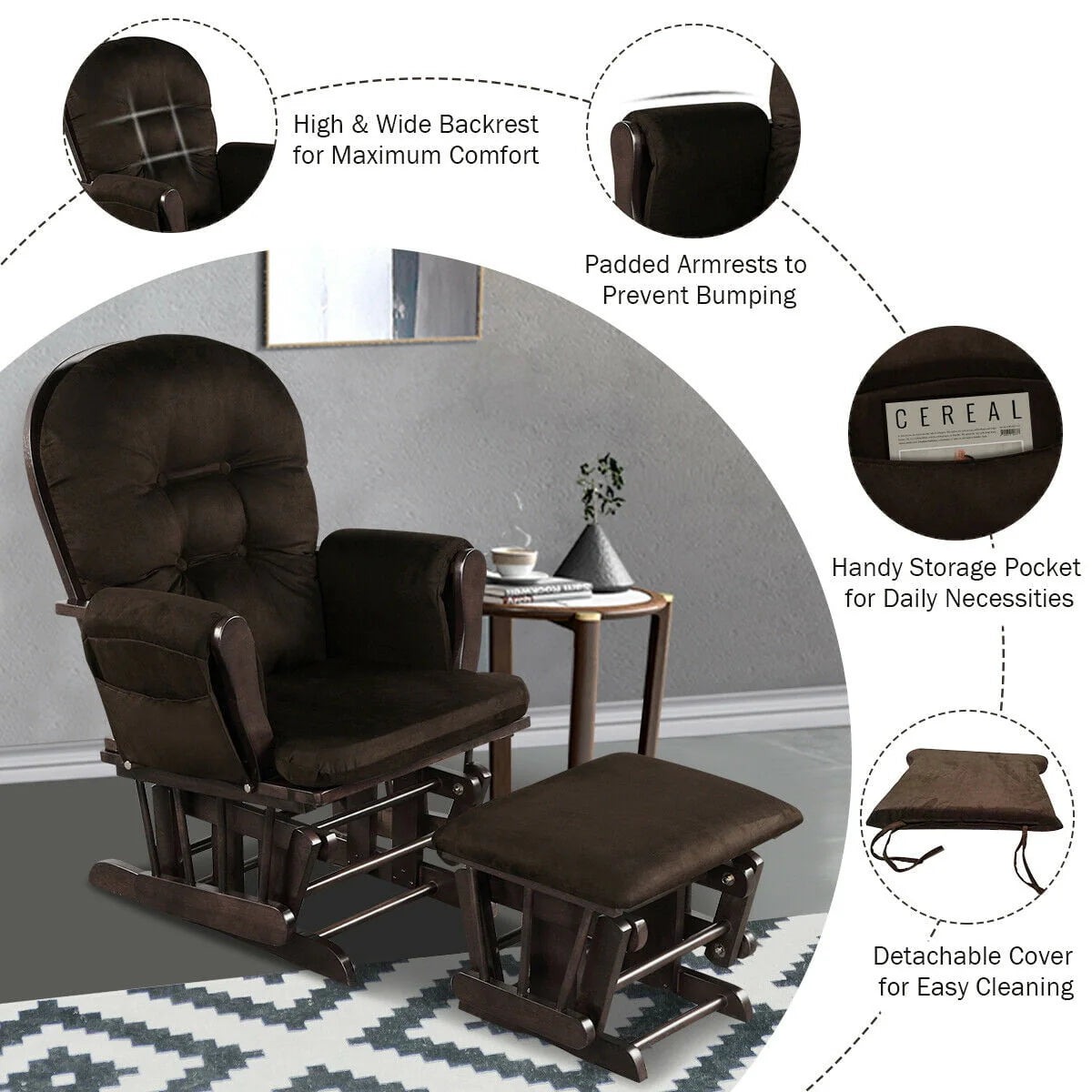 Beige Glider and Ottoman Cushion Set N42290