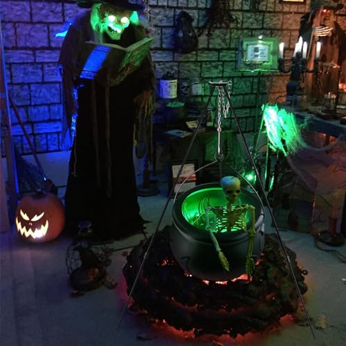 Large Plastic Witches Cauldron on Tripod with Light R999916