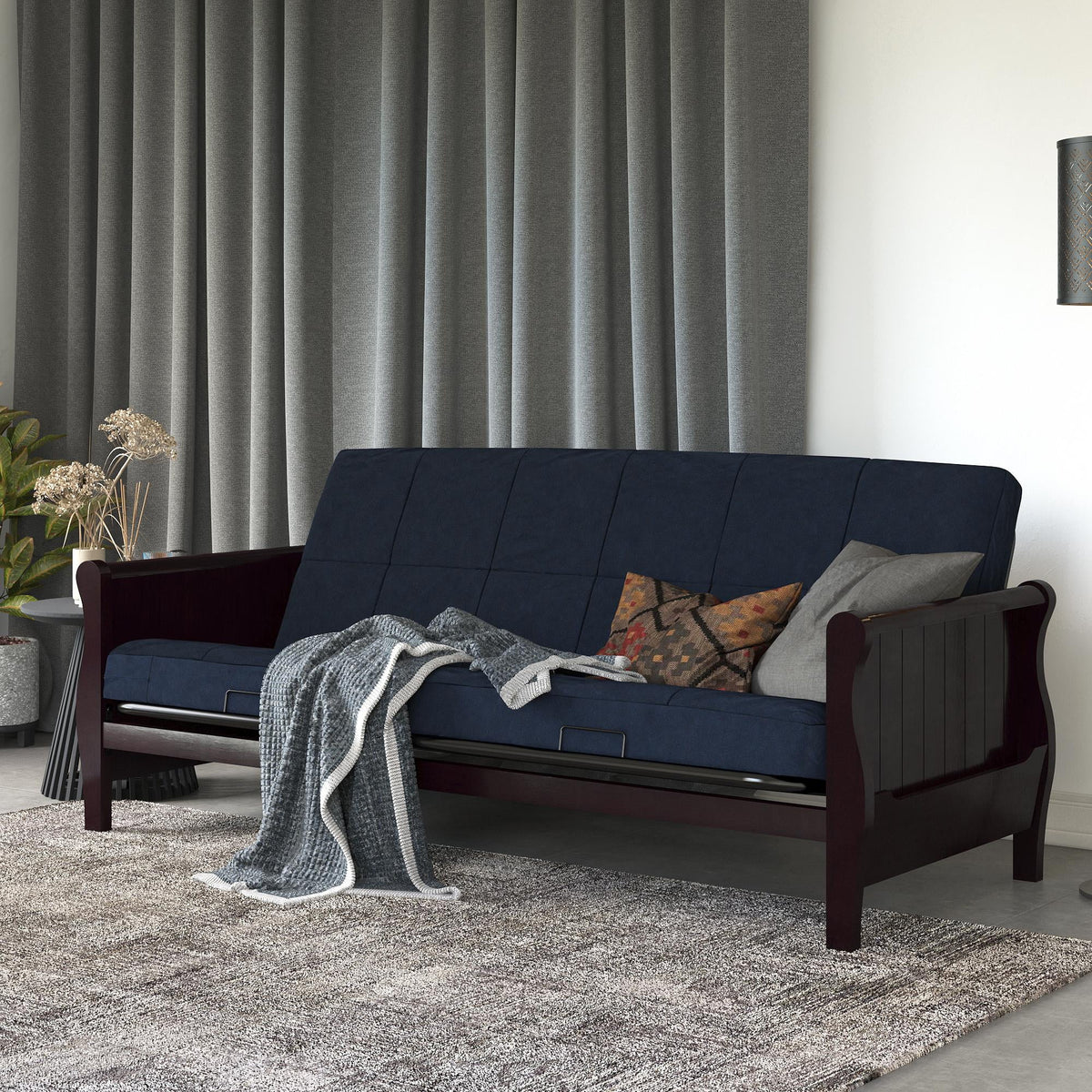 Black Full Size Quilted Microfiber Futon Mattress V7796
