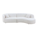 White Boucle Curved Sectional Sofa with Chaise 2-Piece Set D215