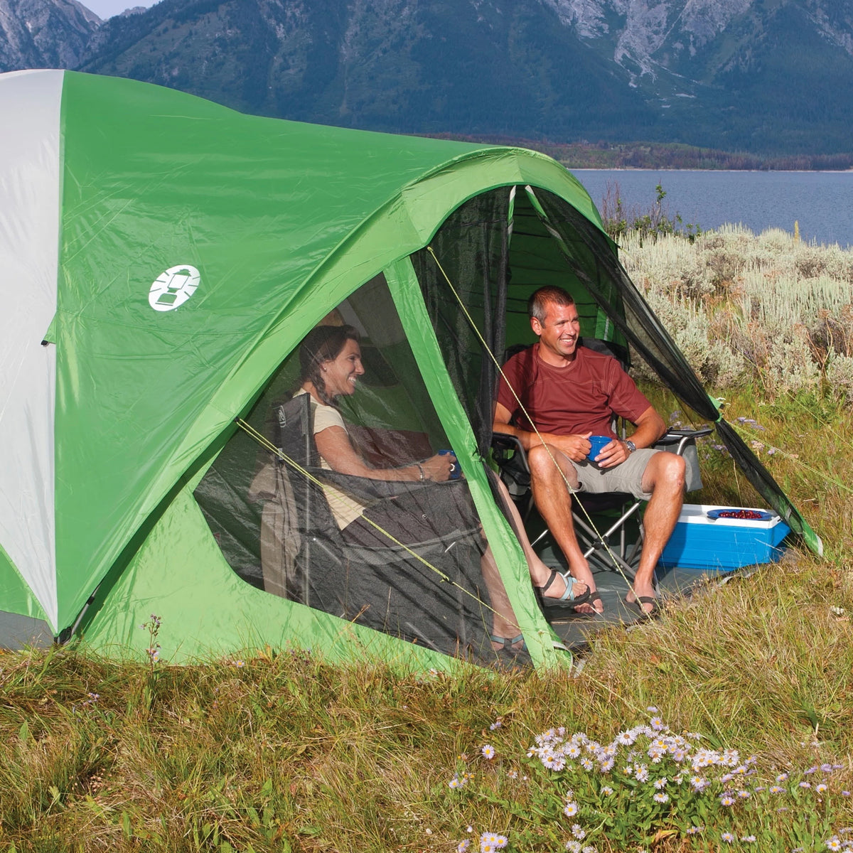 6-Person Dome Tent with Screen Room, Green E43053