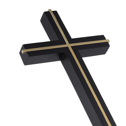 Handmade Black Gold Wooden Wall Cross U7496