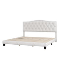 King Size Platform Bed with Tufted Headboard Beige U72204