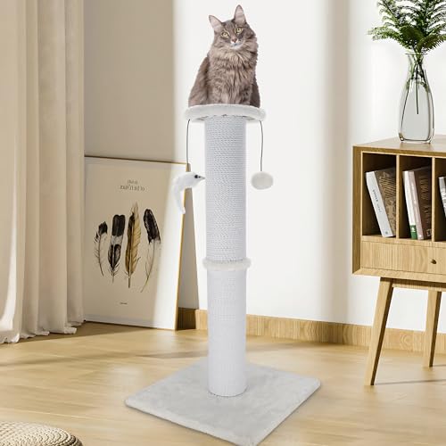 34 Inches Sisal Rope Cat Scratching Post with Hanging Ball S3857