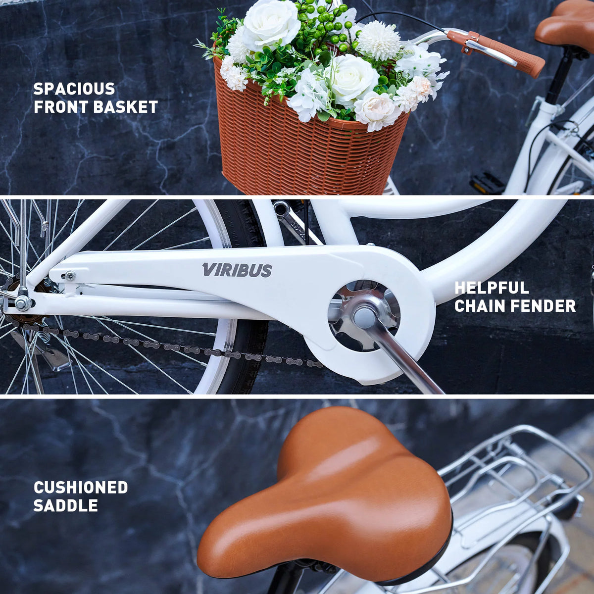 White 26 Inch Carbon Steel Hybrid Bike P539