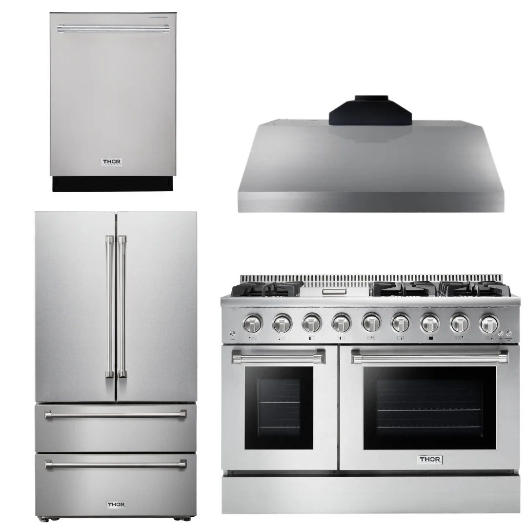 48 In. Natural Gas Range, Range Hood, Refrigerator, Dishwasher A4831