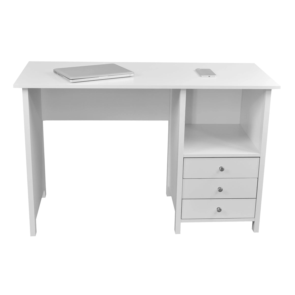 Contemporary Desk with 3 Storage Drawers, White K835