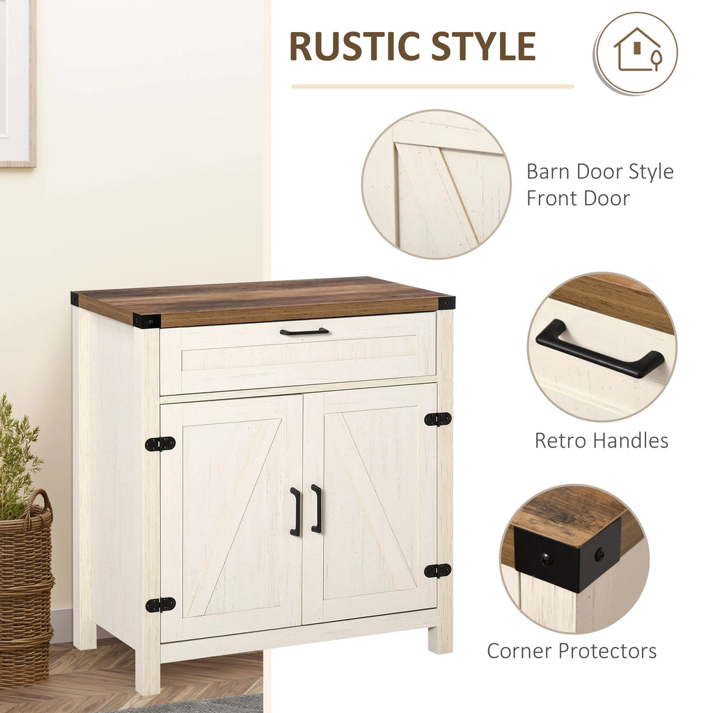 White Wooden Sideboard Buffet Cabinet with Drawer and Adjustable Shelf Y9168