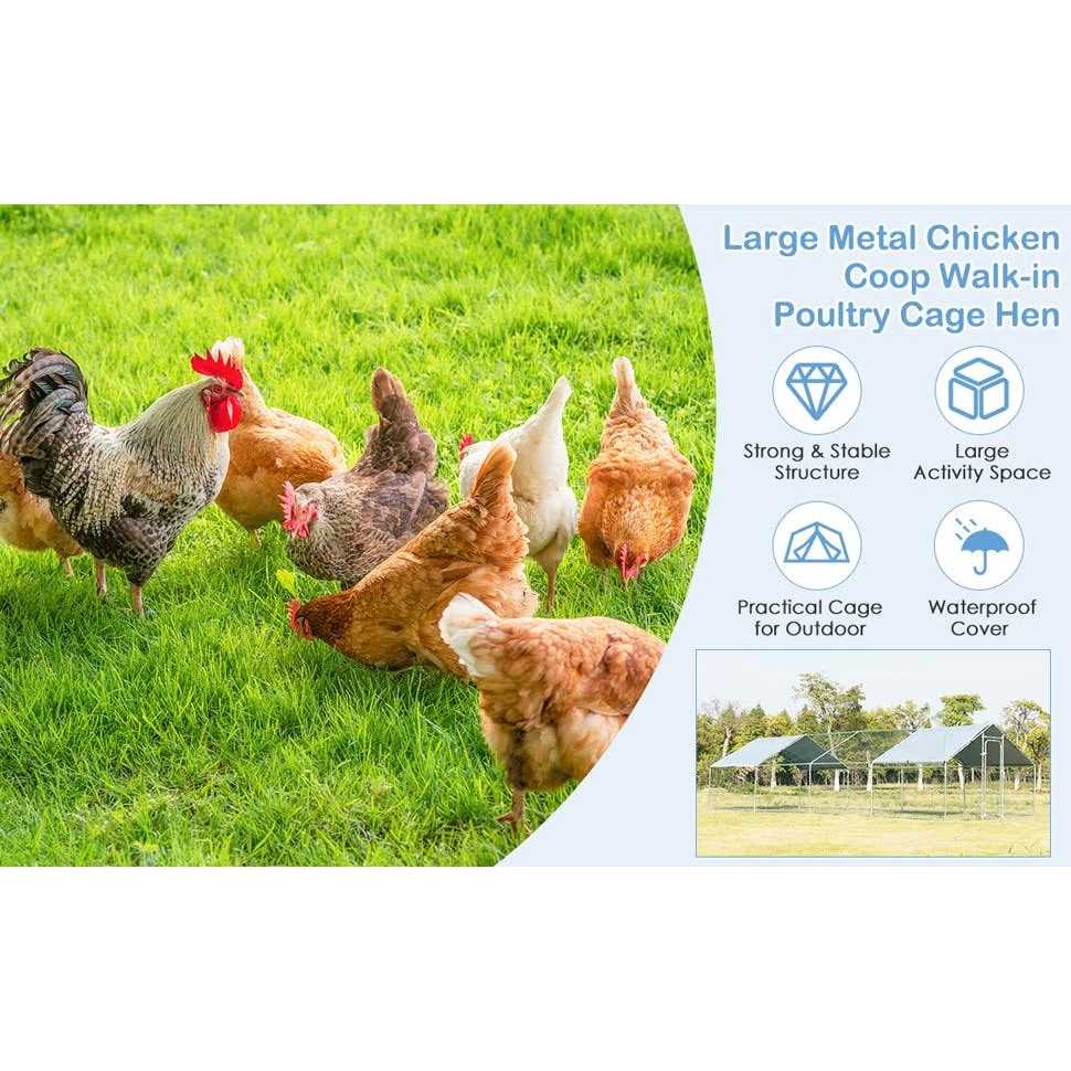 26.2 x 9.5 ft Walk-in Chicken Coop with Roof Cover G369