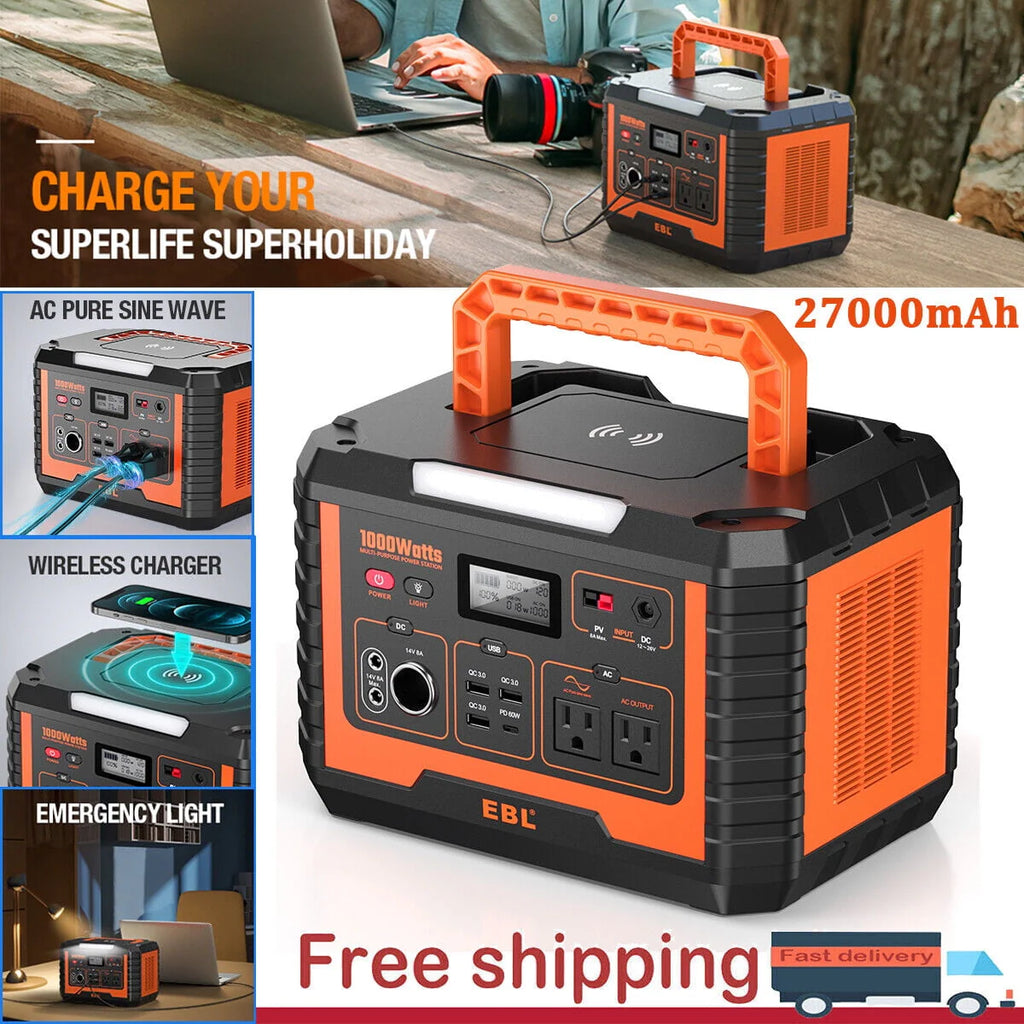 Portable Power Station 1000W Solar Generator 270000mAh Waterproof P16094