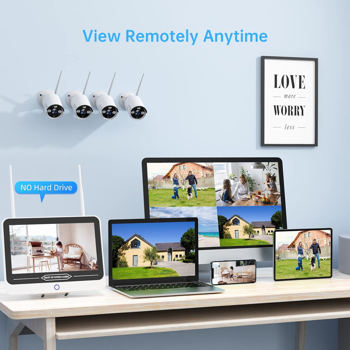 3MP Wireless Security Camera System with 12” Monitor C600