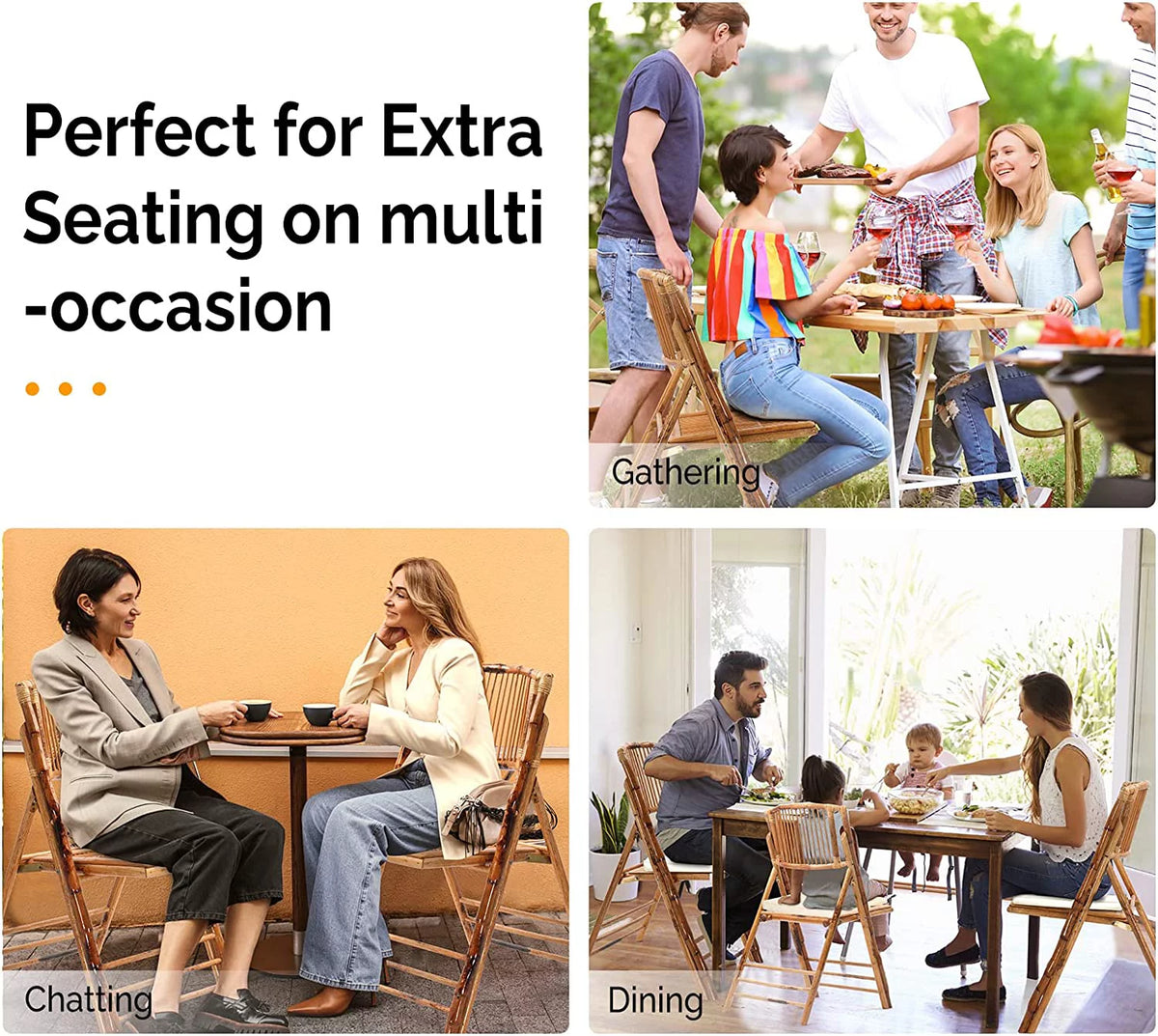 Bamboo Folding Chair 4 Pack Q4278