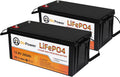 2 Pack 12V 200Ah LiFePO4 Deep Cycle Rechargeable Battery Pack I87395