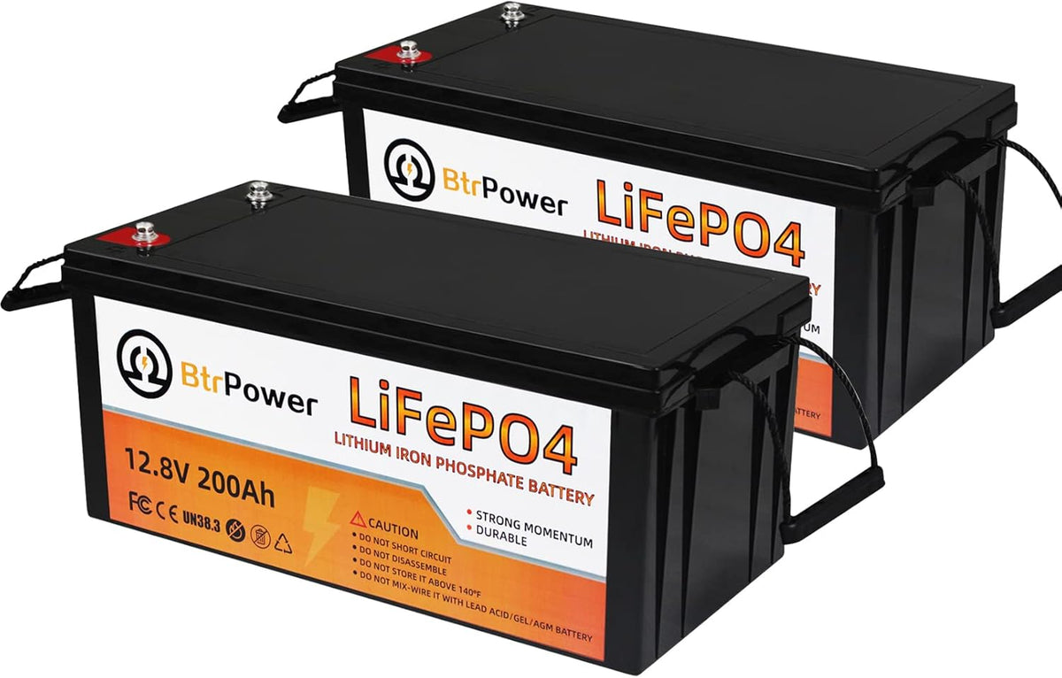 2 Pack 12V 200Ah LiFePO4 Deep Cycle Rechargeable Battery Pack I87395