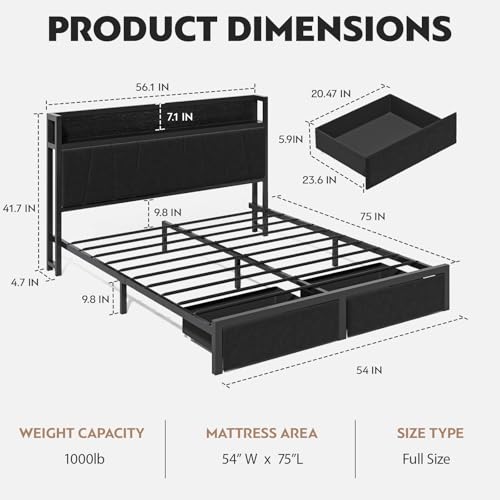 Twin Size Storage Platform Bed Frame with Headboard B83199