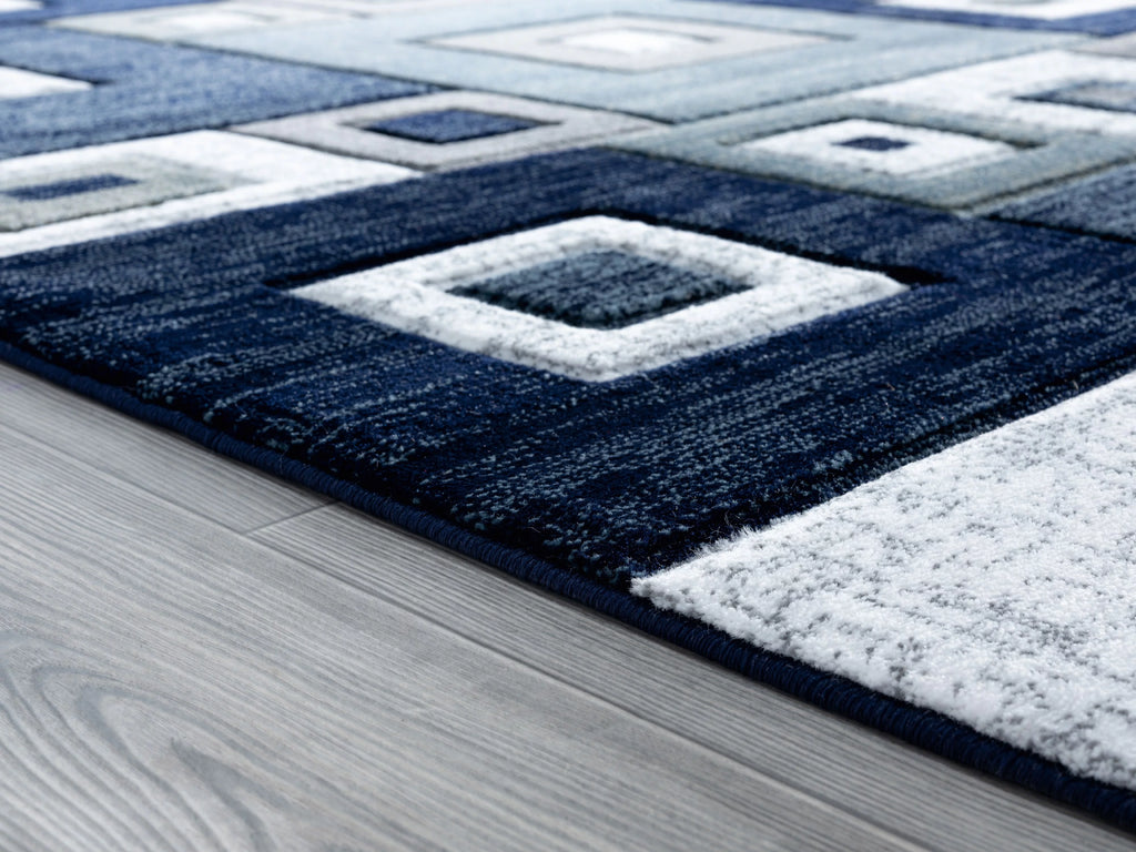 Navy Modern Geometric Accent Rug Y405852