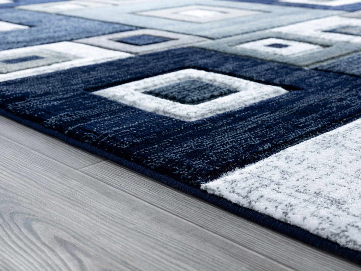 Navy Modern Geometric Accent Rug Y405852