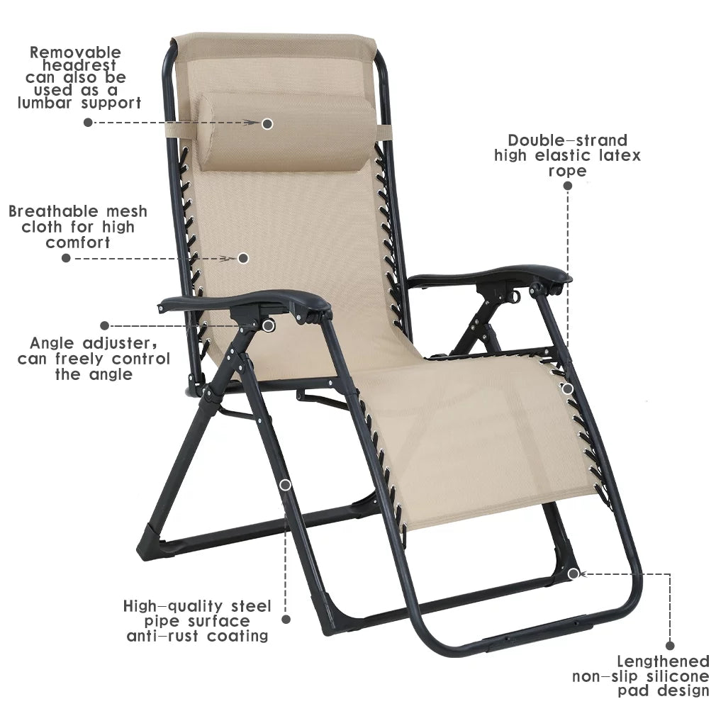 Oversized Zero Gravity Chair with Cup Holder Tray and Pillows T12075
