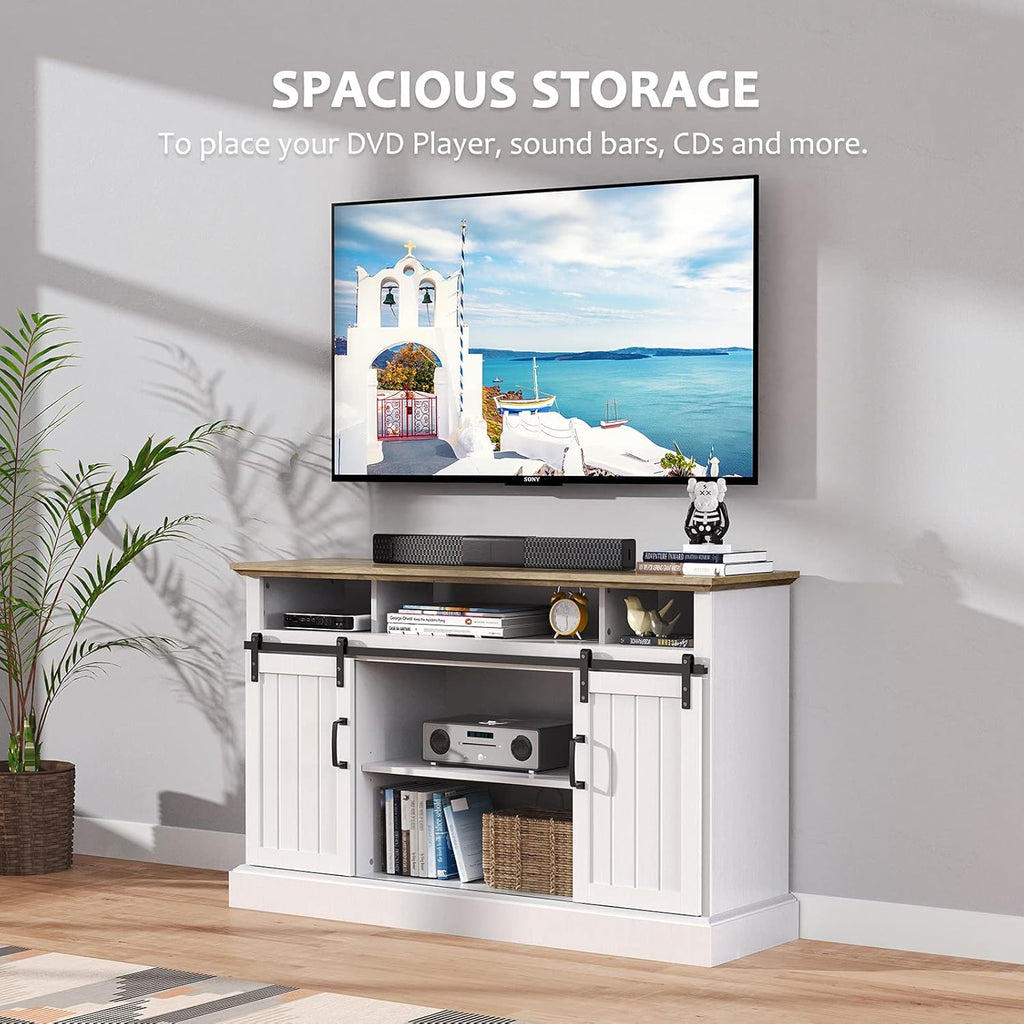 Farmhouse Sliding Barn Door TV Stand for TVs up to 65 Inch J3862