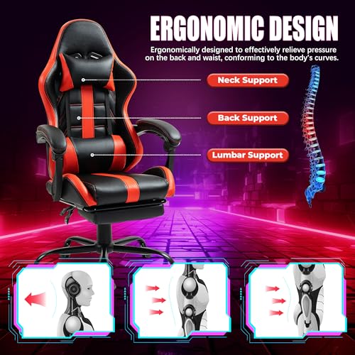 Black Ergonomic High Back Massage Gaming Chair with Footrest Q279372