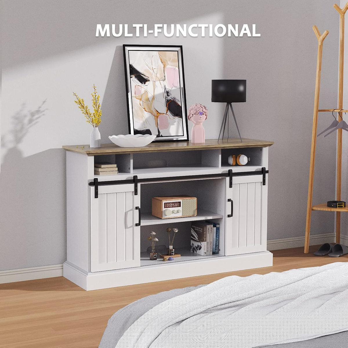 Farmhouse Sliding Barn Door TV Stand for TVs up to 65 Inch J3862