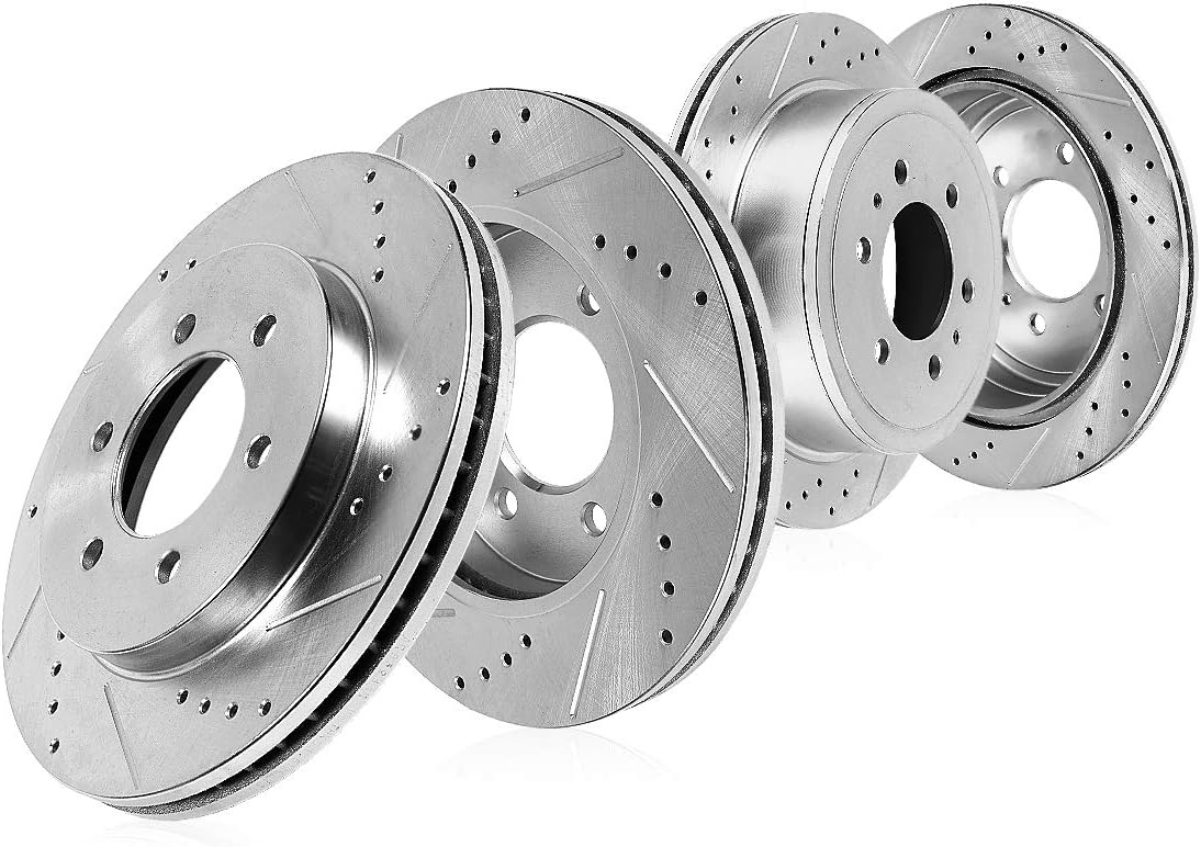 350mm Front + 344.6mm Rear Drilled Slotted 6 Lug 4 Rotors I176959