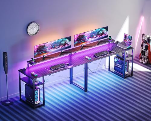 40 Inch Pink Gaming Desk with Shelves U994023