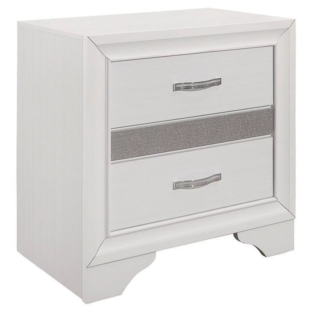 White 3 Drawer Wood Nightstand I85215