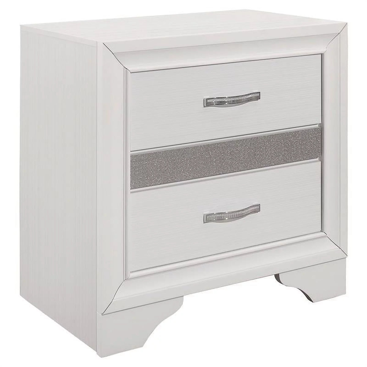 White 3 Drawer Wood Nightstand I85215