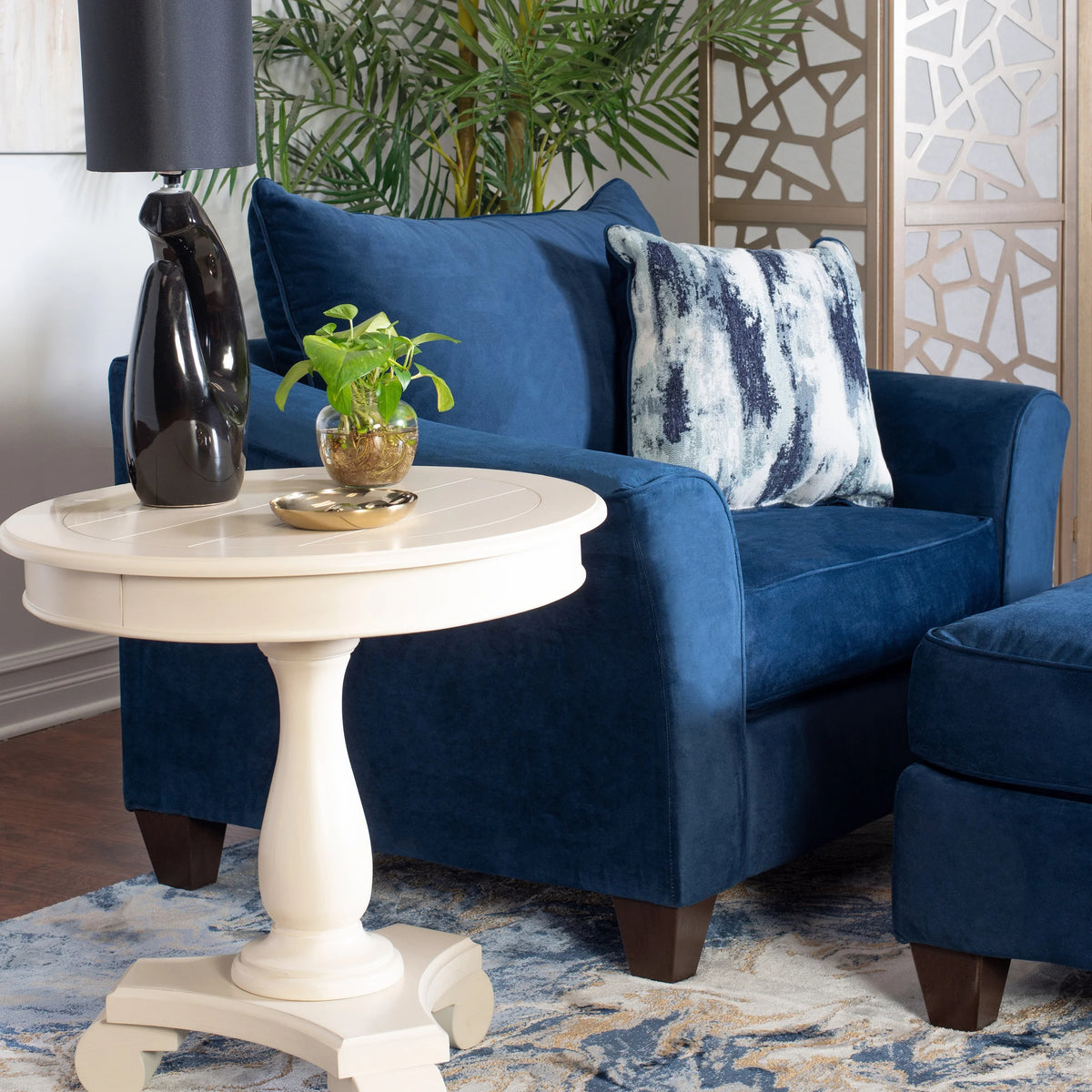 Navy Blue Fabric Armchair S478809