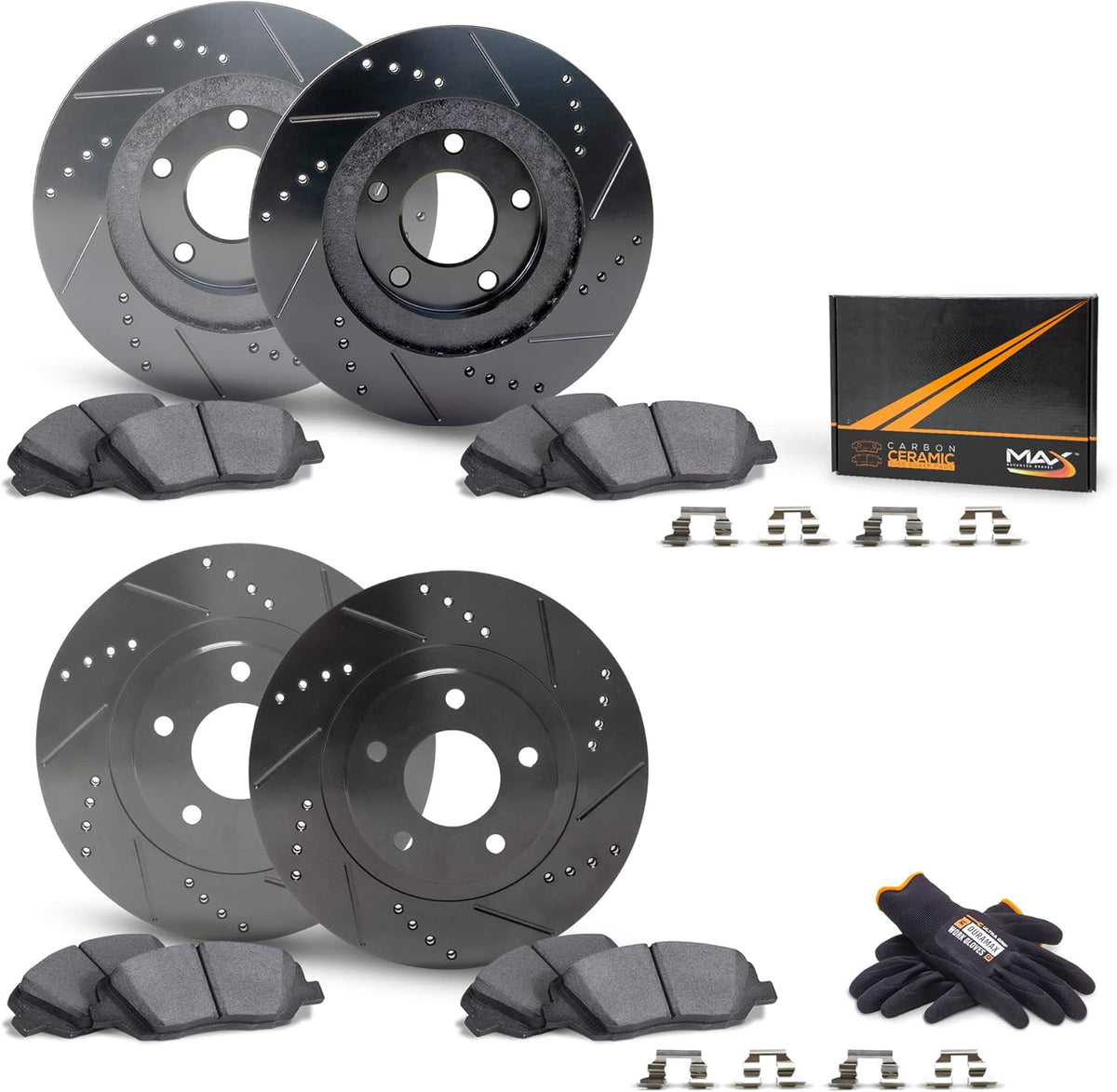 Front and Rear Brake Rotors with Carbon Ceramic Pads D3126