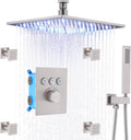 12 Inch LED Rain Shower System with Body Jets and Handheld T466807