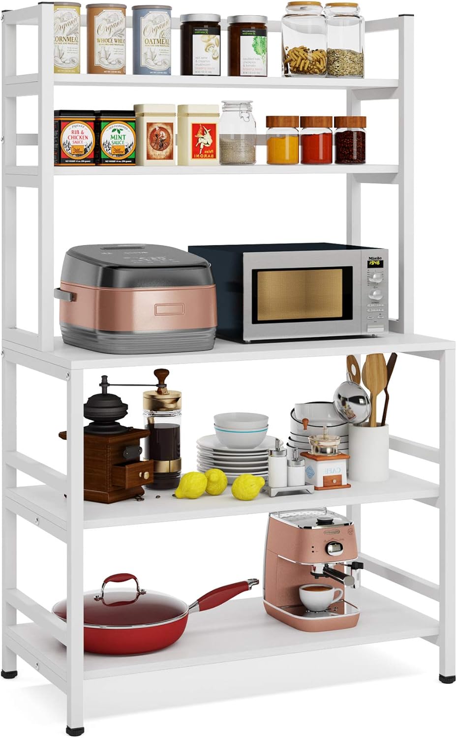 5-Tier Kitchen Bakers Rack with Hutch V6420