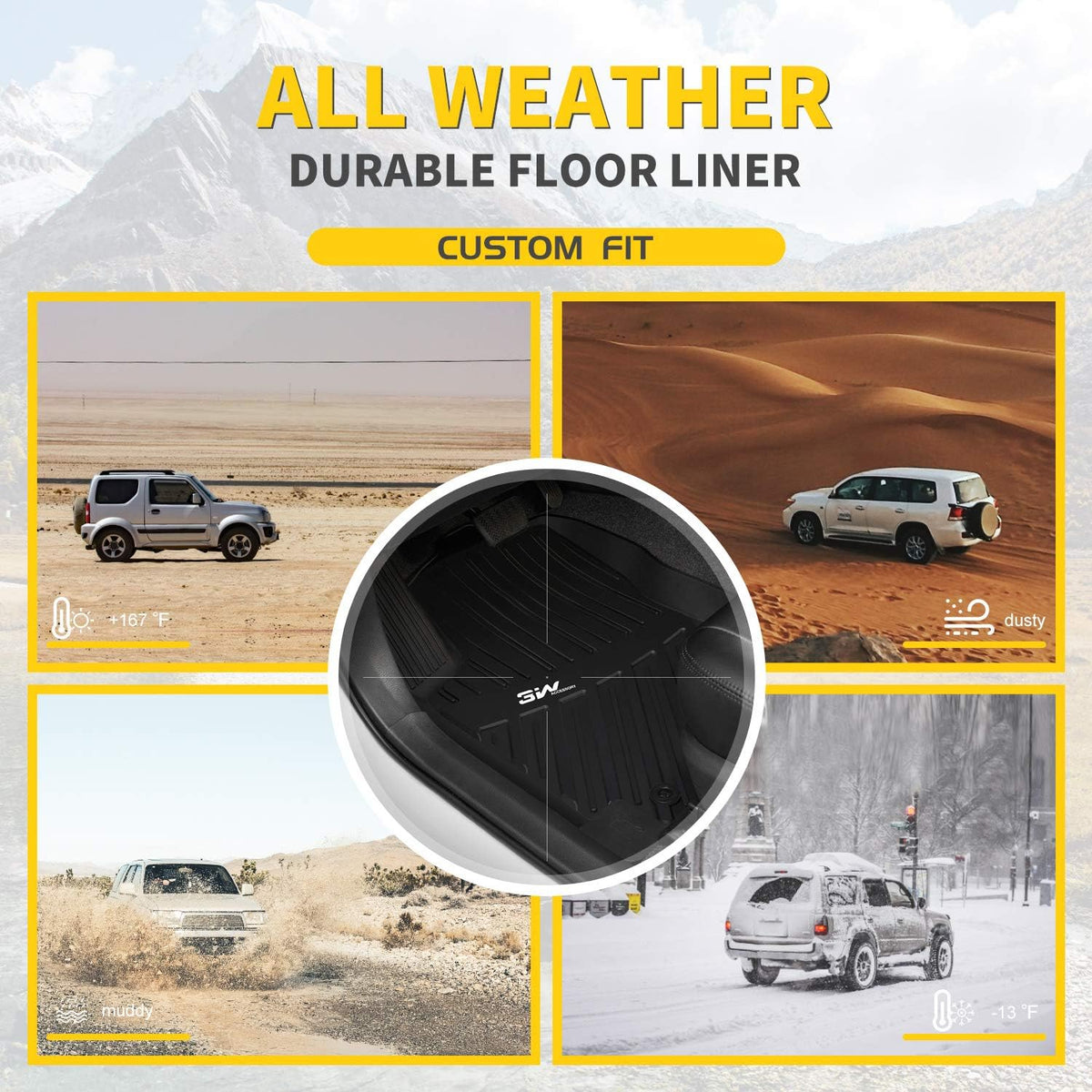 Black TPE All Weather Floor Mats Full Set Q373666