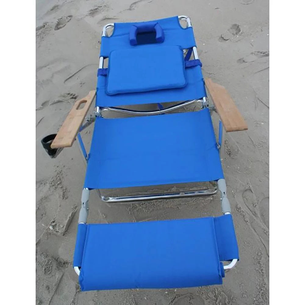 Blue Padded Outdoor Lounge Reclining Beach Chair 2 Pack R4874