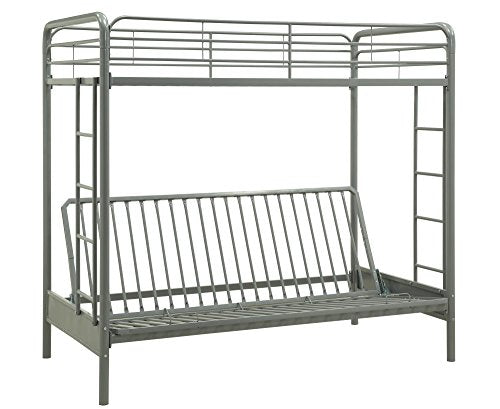 Black Twin-Over-Futon Convertible Couch and Bed with Metal Frame I106