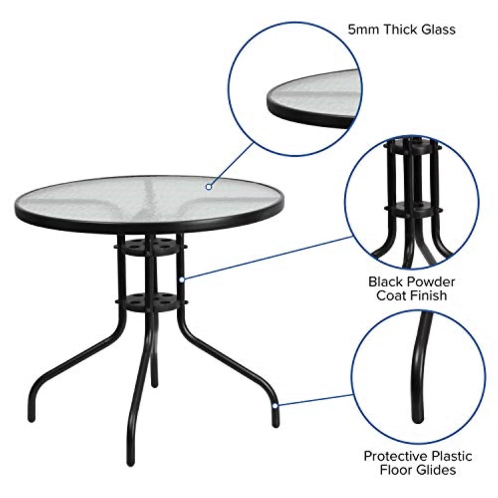 5-Piece Steel Glass Patio Table and Chair Set M53693