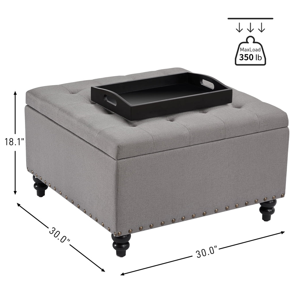 30" Square Lift Top Storage Ottoman Bench K6571