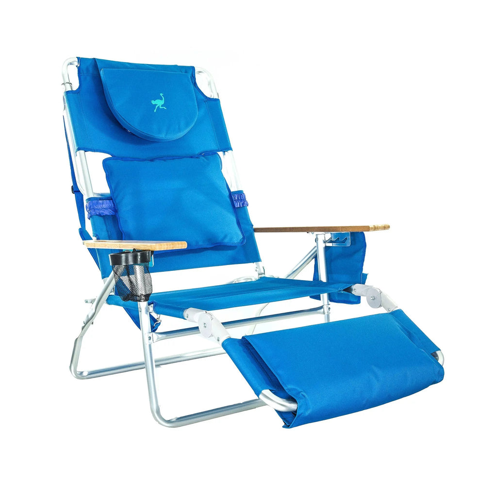Blue Padded Outdoor Lounge Reclining Beach Chair 2 Pack R4874
