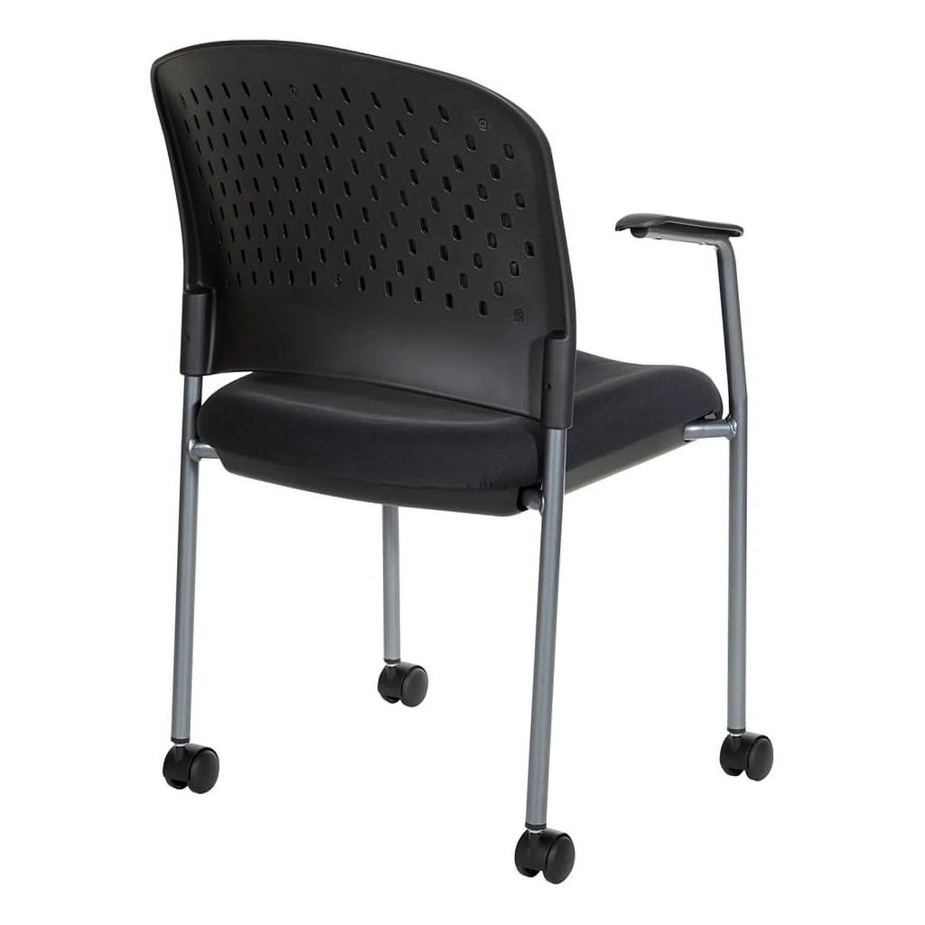 Black Fabric Rolling Visitors Chair with Casters E591
