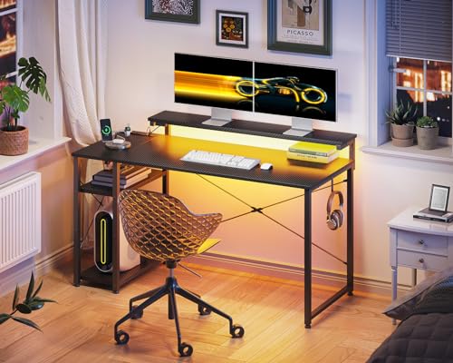 40 Inch Pink Gaming Desk with Shelves U994023