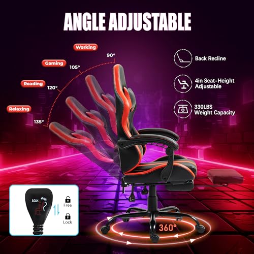 Black Ergonomic High Back Massage Gaming Chair with Footrest Q279372