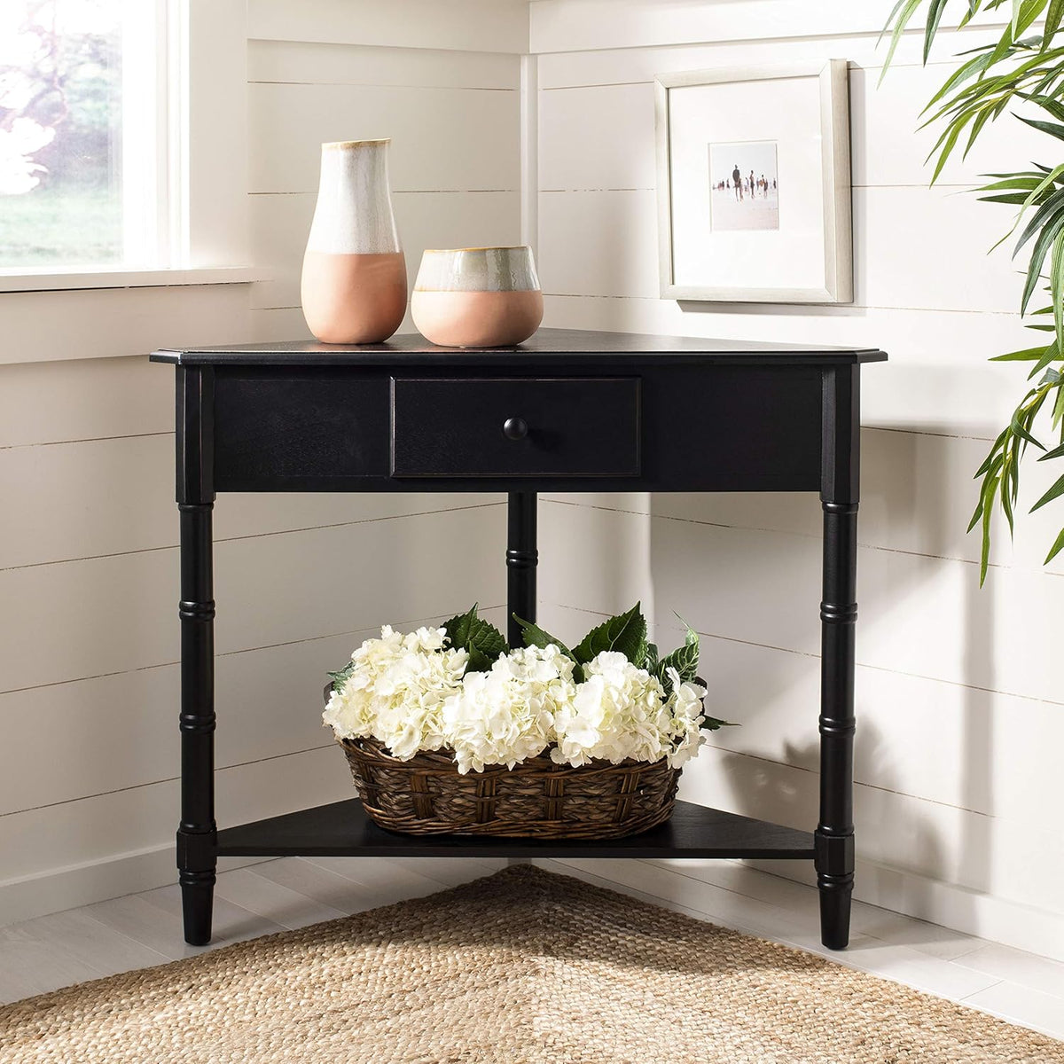 Distressed Black Corner Table K763415