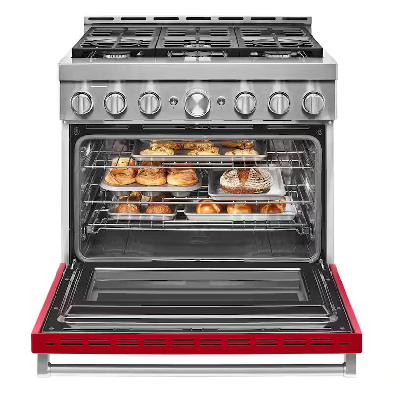 5.1 cu. ft. Smart Gas Range with Self-Cleaning and True Convection in Passion Red P217459