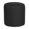 Black Fabric Round Ottoman Pouf Q77574