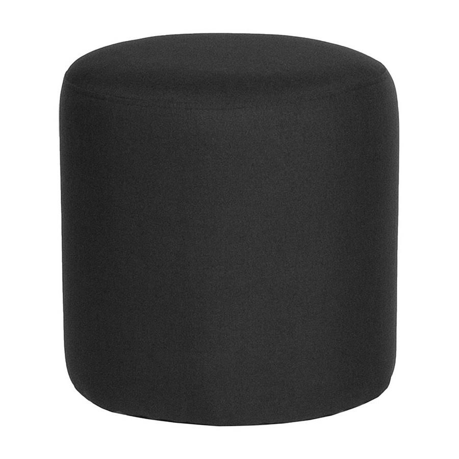 Black Fabric Round Ottoman Pouf Q77574