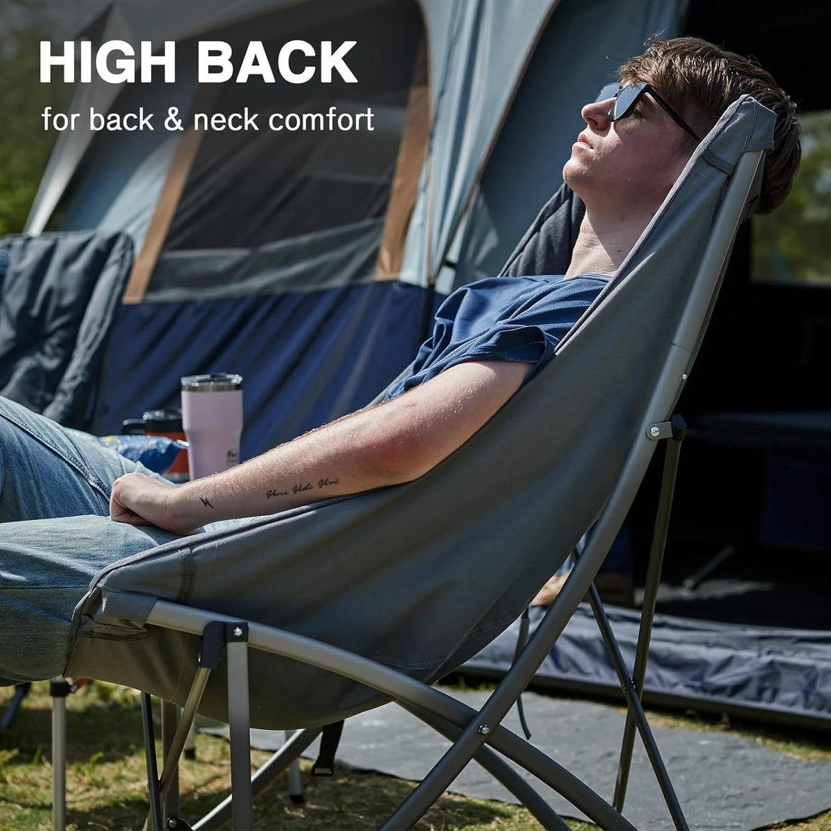 Folding Camping Chairs with High Back, 250LBS U844
