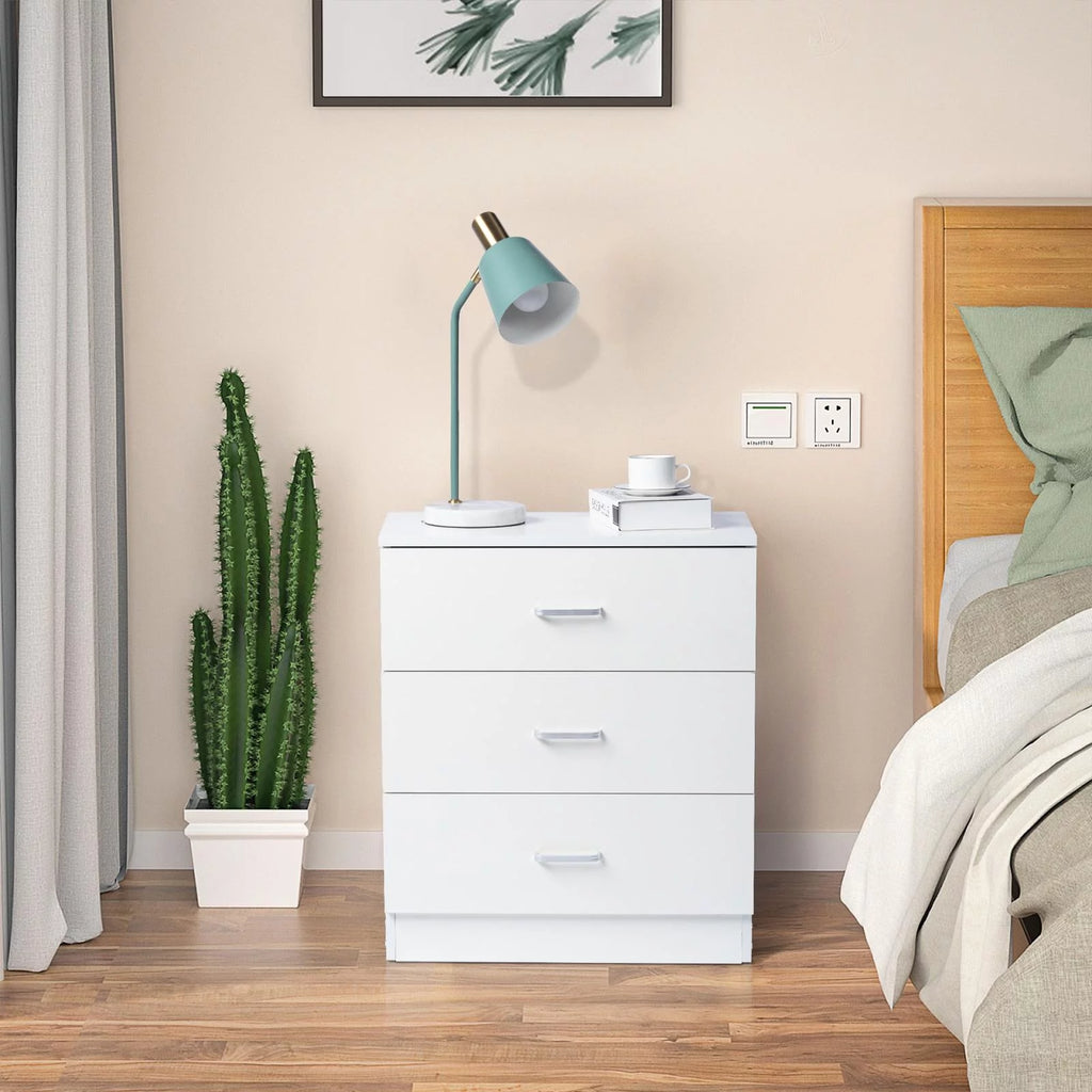 Set of 2 White 3 Drawer Dresser B768